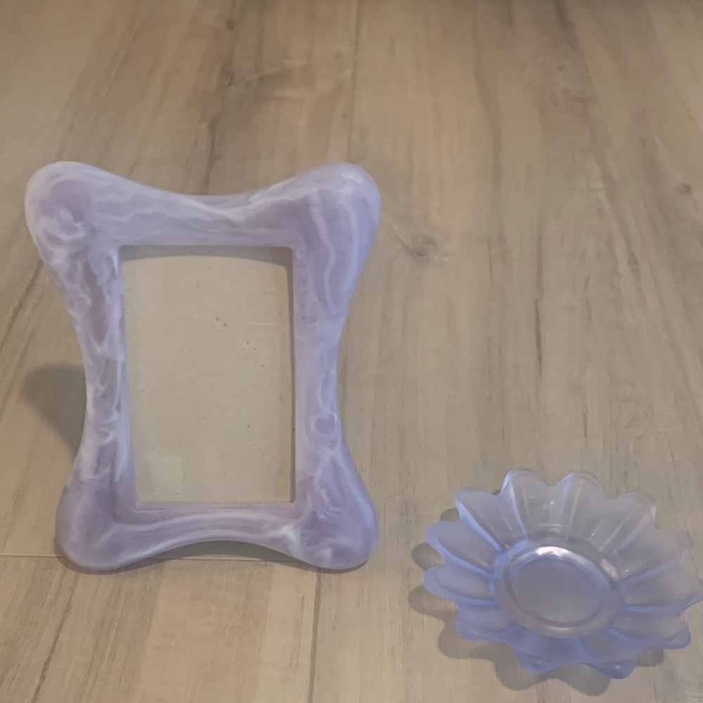 Purple Swirl Photo Frame & purple candle holder / tray